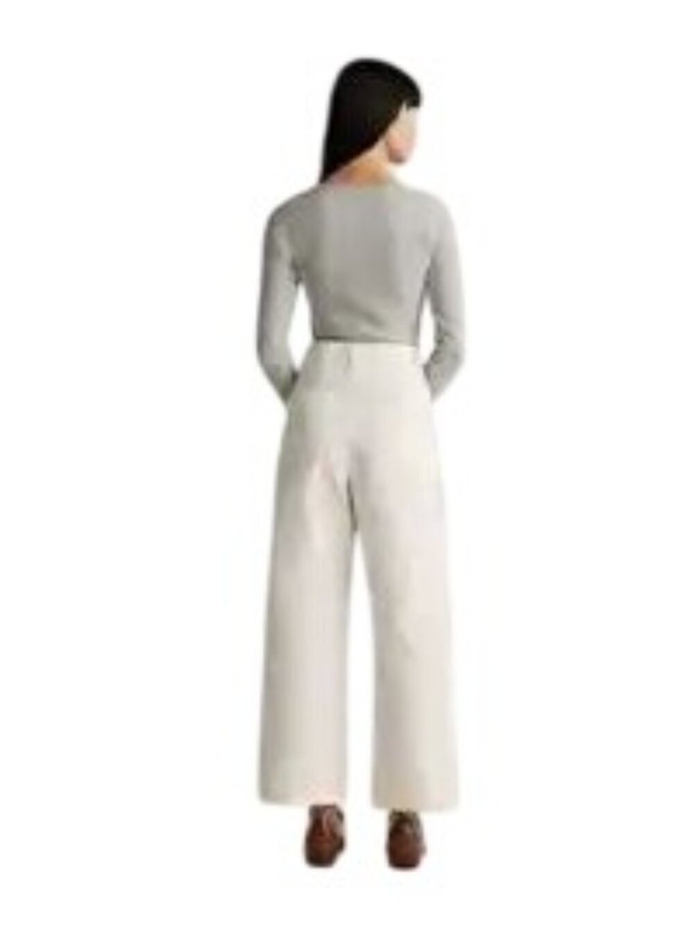 Quince Organic Stretch Cotton Chino Cropped Wide Leg Pants Frost White Sz16 NWOT - Picture 2 of 11